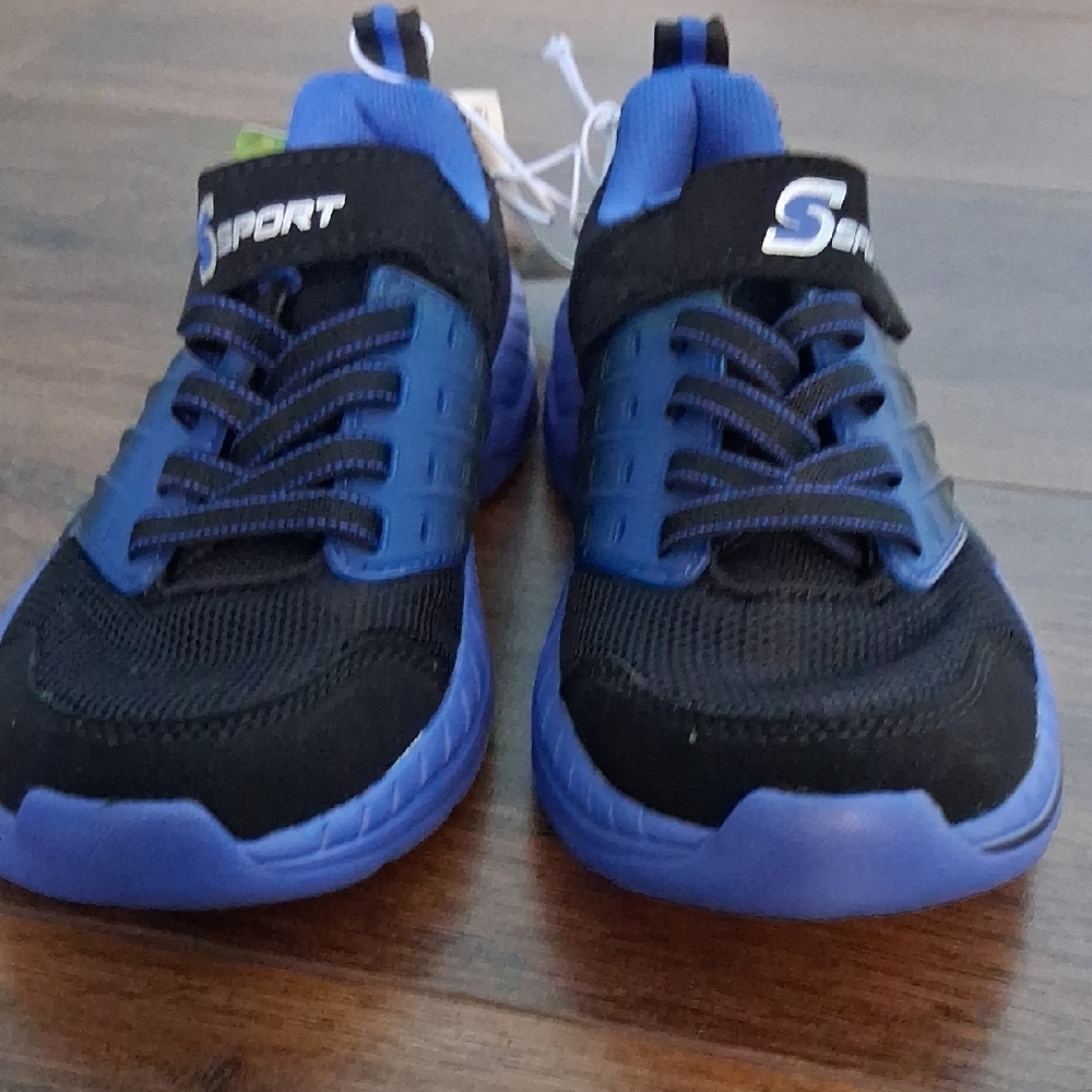 Skechers Kids Black & Blue Hook-and-Loop Sneakers